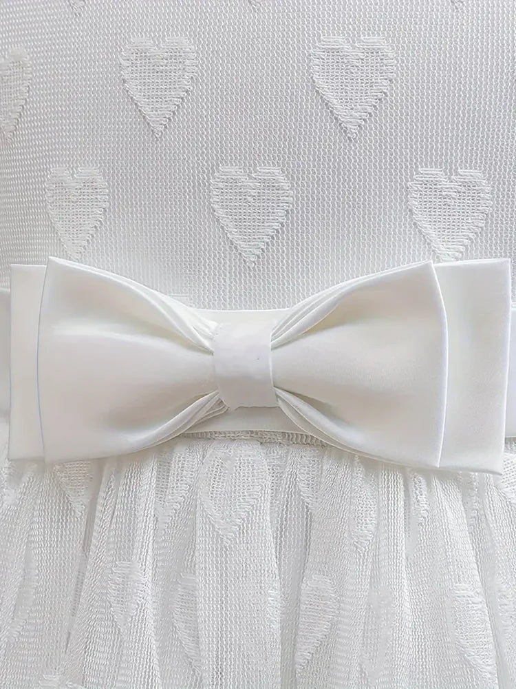 Girls' Elegant Bow Design Lace Party Dresses