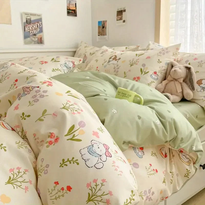 Soft & Colorful Cartoon Print Bedding Set for Kids