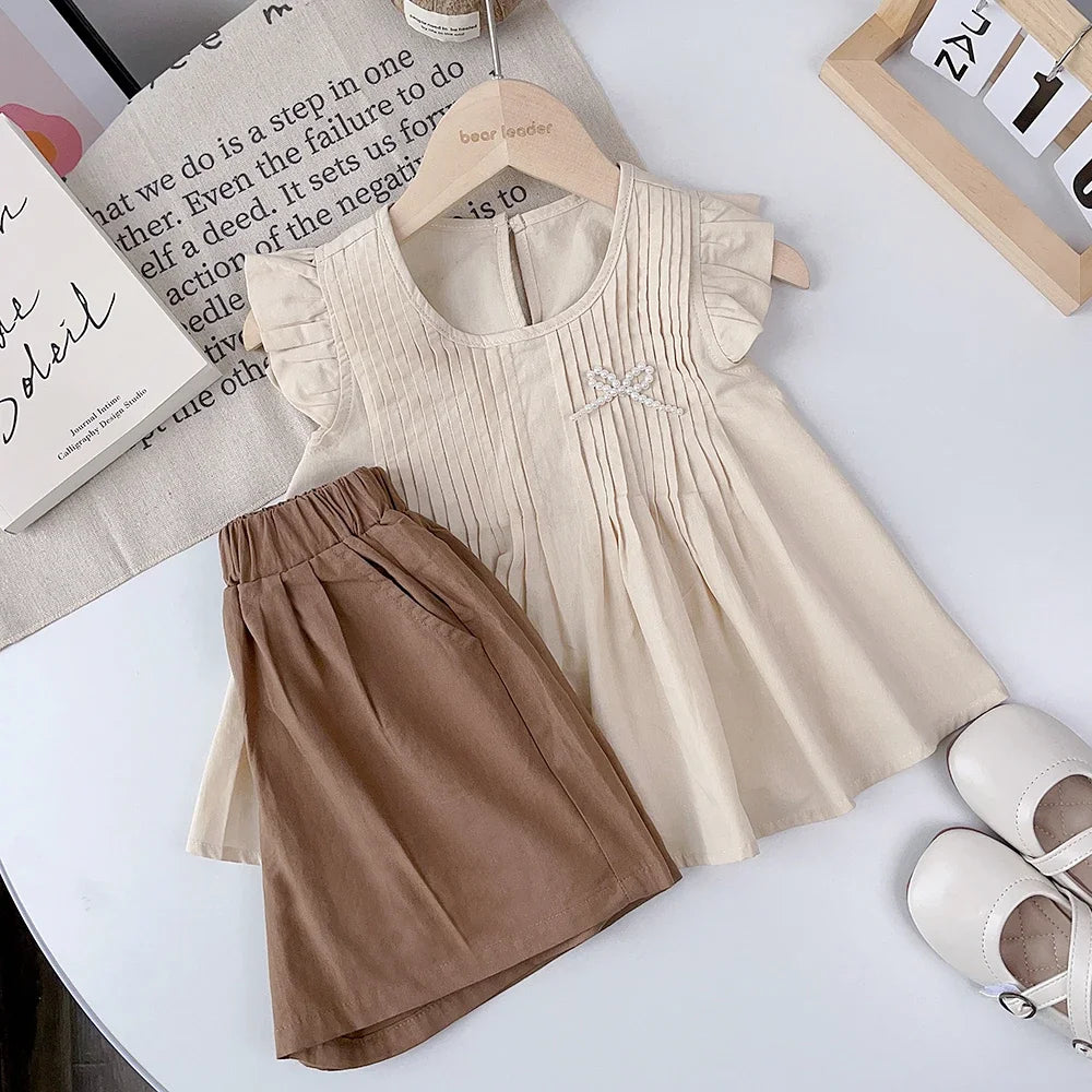 Kids Girls Cotton T-Shirt + Pant Summer 2 Piece Sets