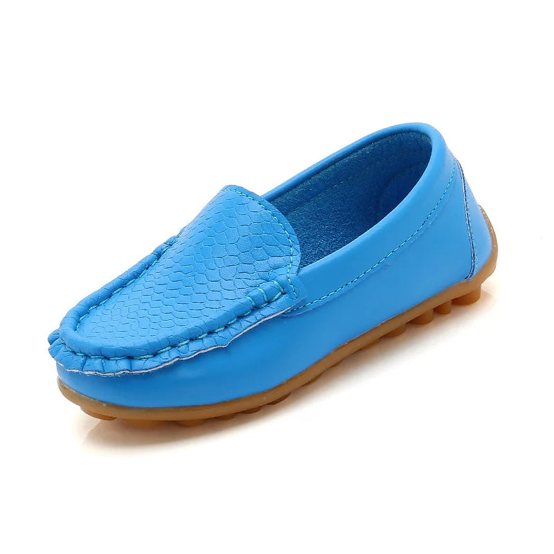 Kids Casual Style Slip On Leather Loafers