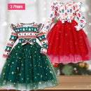 Kids Girls Christmas Style Long Sleeve Party Dresses childrensterritory