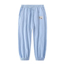 Elastic Waist Solid Color Children Cotton Trousers For Boys Girls