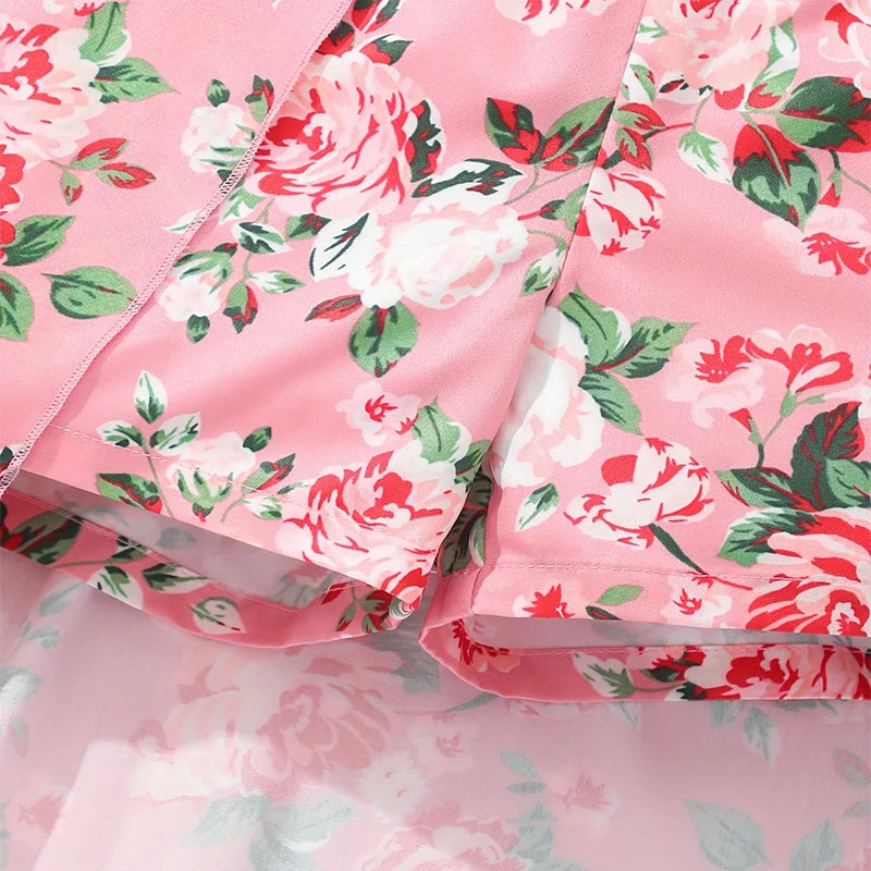 Little Girl Cute Floral Print Top with Skirt Pants Party Set childrensterritory