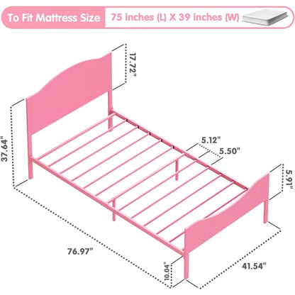 Portable Pink Metal Bed Frame for Kids and Adults childrensterritory