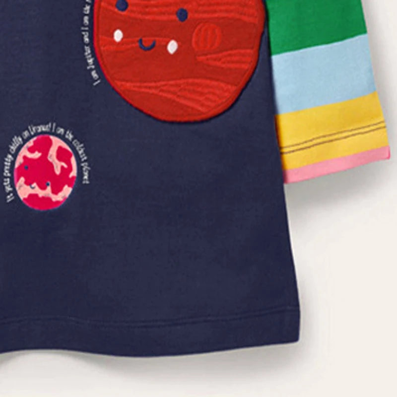 Long-Sleeved Solar System Girls' Autumn Dresses
