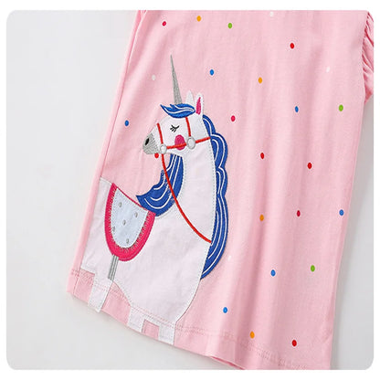 Little Girls Cartoon Rabbit Design Cotton Summer T-shirt