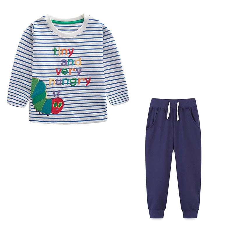 Kids Cartoon Animals and Letter Print 2 Piece Suit Sets childrensterritory