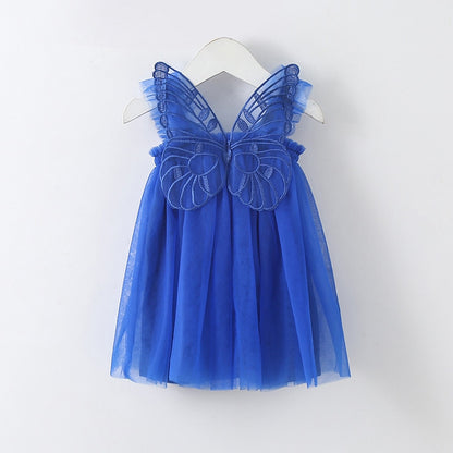 Baby Girl Sleeveless Tulle Birthday Party Dresses with Butterfly Wings childrensterritory