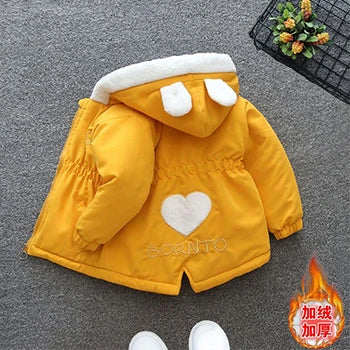 Girls' Cute Rabbit Ears Design Cotton Coat