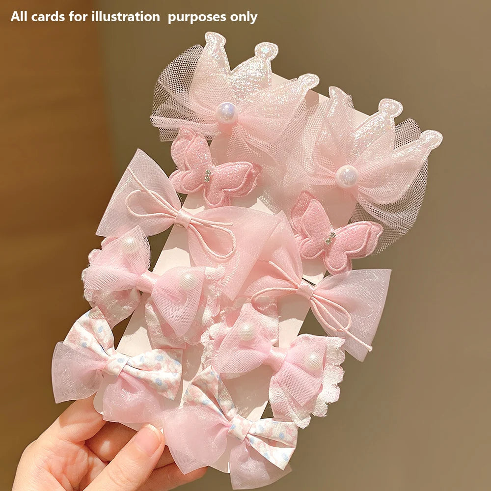 Cute Bow Design 10 Pieces of Sweet Pink Hairpins for Girls