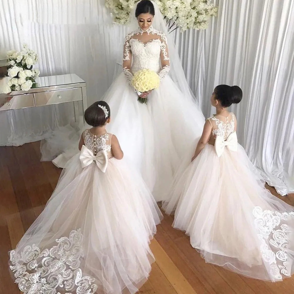 Baby/Kids Girls Long Lace Design First Communion Gowns childrensterritory