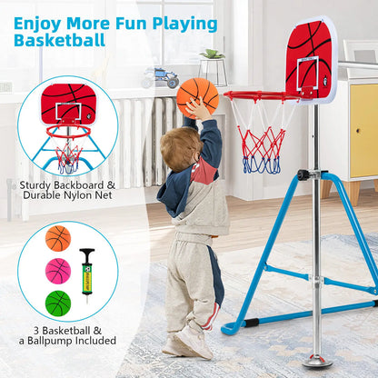 Kids Adjustable Gymnastics Bar with Basketball Hoop childrensterritory