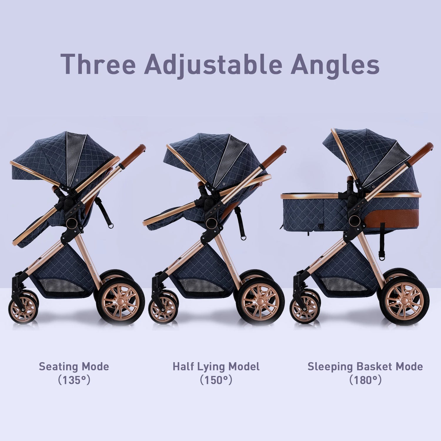 3 in 1 Portable High Landscape Luxury Baby Stroller