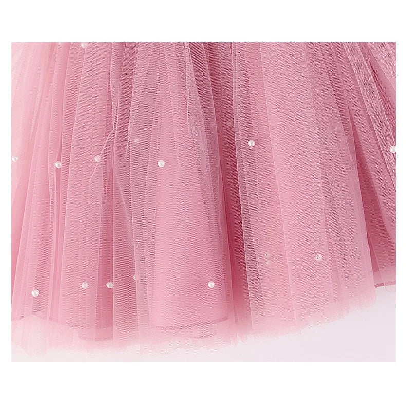 Pearl Mesh Design Tutu Christening Dress for Little Girls