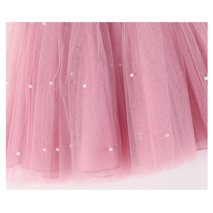 Pearl Mesh Design Tutu Christening Dress for Little Girls