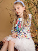 Kids Girl Printed Hooded Jacket and Elastic Waist Pant Set childrensterritory