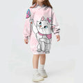 Kids Girls Cute Cat Print Casual Hoodie Dresses childrensterritory