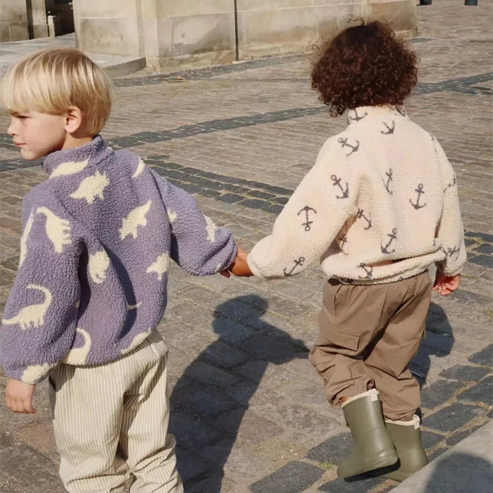 Colourful Cartoon Design Winter Outerwear For Kids