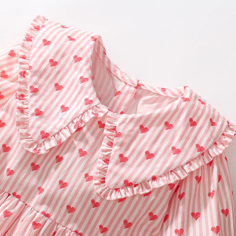 Long-Sleeved Sweetheart Lapel Collar Design Dresses for Girls childrensterritory