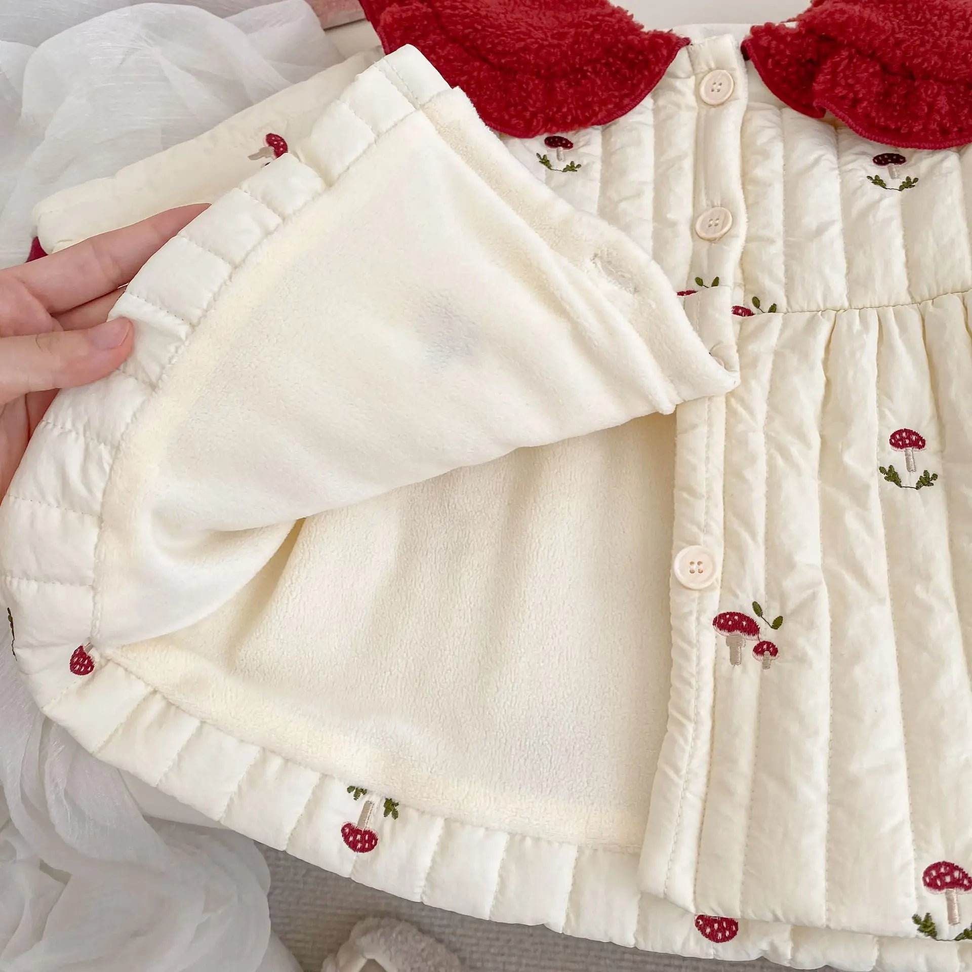 Girls’ Embroidery Collar Design Warm Cute Dresses
