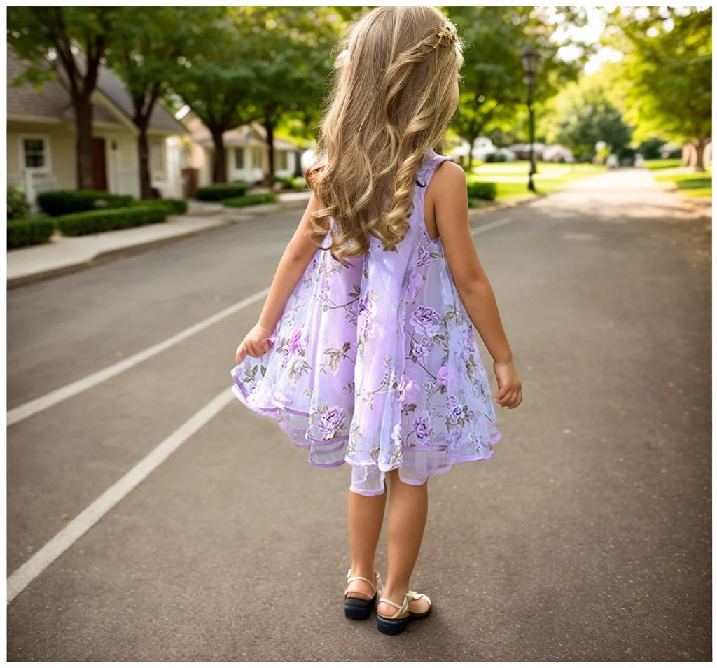 Floral Design Bohemian Style Kids Girls Summer Beach Dresses childrensterritory