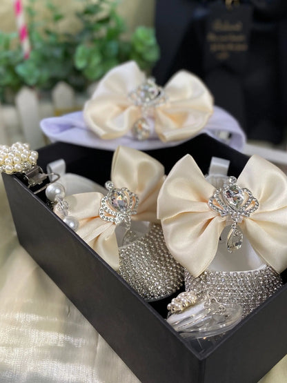 Luxury Keepsake Diamond Baby Bottles and Shoes Headband Set childrensterritory