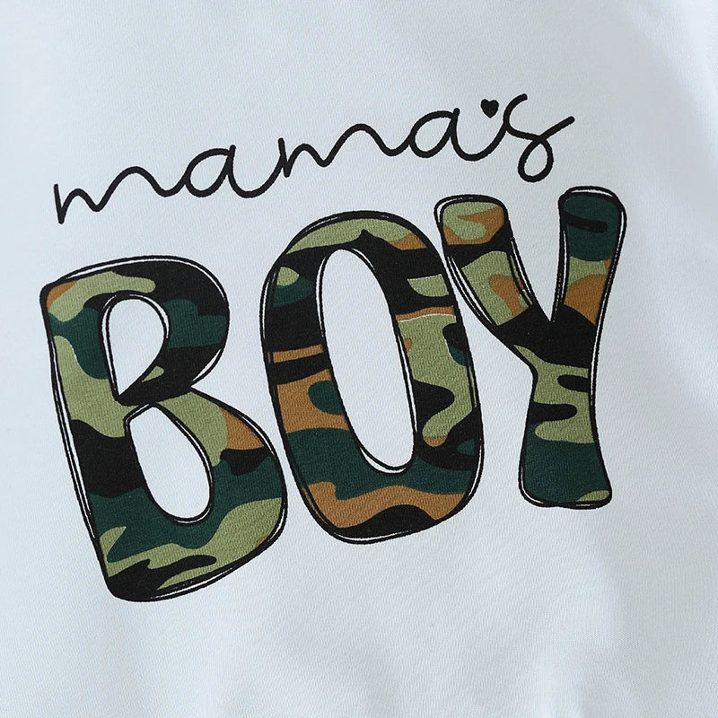 Baby Boy Camouflage Letter Print Warm Tracksuit Set
