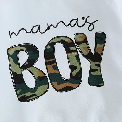 Baby Boy Camouflage Letter Print Warm Tracksuit Set