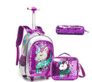 3D Unicorn Design Kids Girls School Trolley Backpack Set childrensterritory