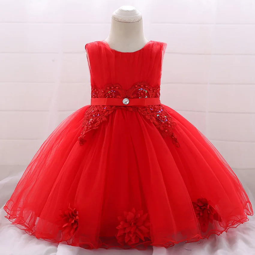 Beaded Sequined First Birthday Party Dresses for Baby Girls