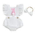 Bunny Embroidered Easter Outfit Set for Baby Girls, 2 Pieces
