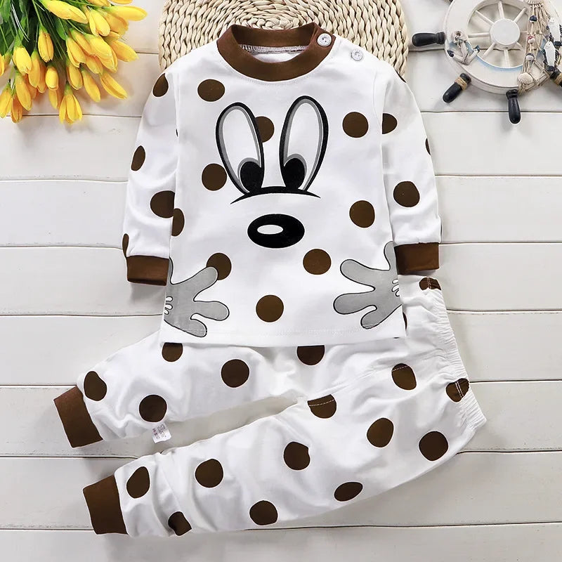 Kids Cartoon Print Casual Winter Clothing Set