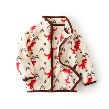 Cartoon Animal Printed Plush Warm Fleece Girls Jackets childrensterritory