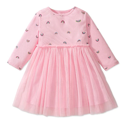 Kids Girls Cartoon Design Long Sleeves Autumn Dresses childrensterritory
