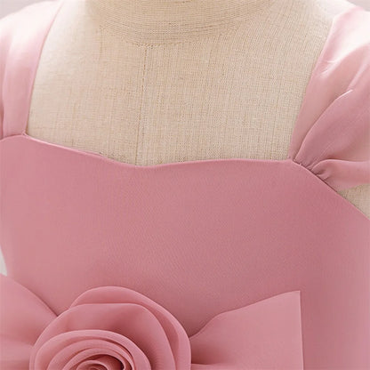 Elegant 3D Rose Flower Tiered Design Baby Christening Dresses