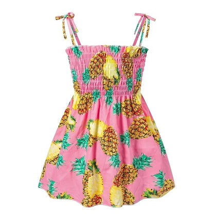 Little Girls Floral Halter Style Summer Cotton Dresses childrensterritory