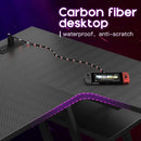 L-shaped Gaming Table with LED Lights and Storage Shelf childrensterritory