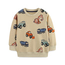 Boys Excavator Cartoon Print Casual Sweatshirts childrensterritory