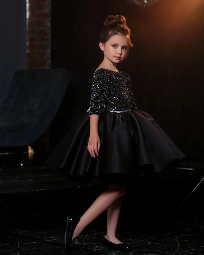 Baby/Kids Girls Glitter Black Princess Birthday Dress