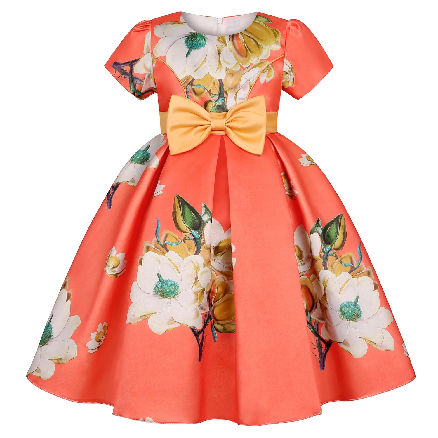 Flower Print Kids Girls Elegant Birthday Party Dresses childrensterritory