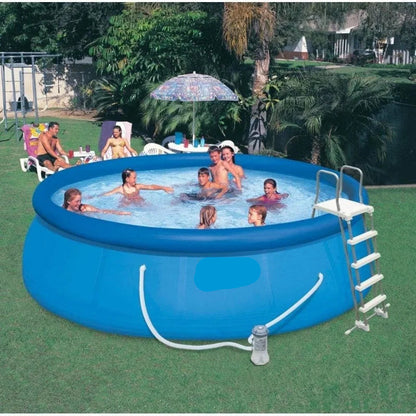 Inflatable Easy Set-Up Round Swimming Pool Set with Cover, Ladder