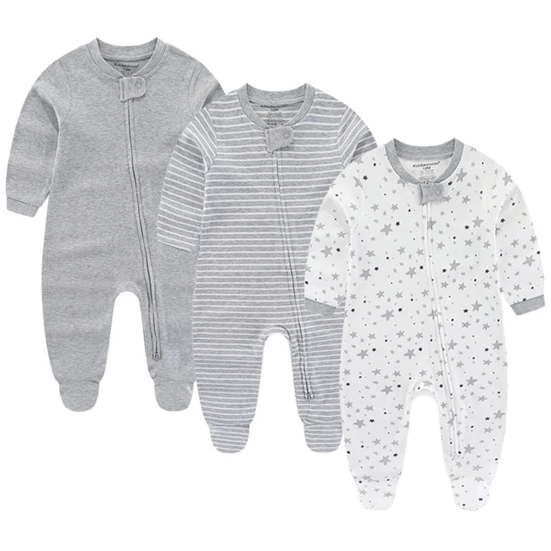 Newborn Baby Printed Warm Rompers with Zipper Closure