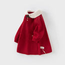 Cute Red Colored Long Sleeved Girls Winter Party Dress childrensterritory