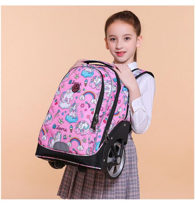 Kids Cartoon Print 19-Inch School Trolley Backpack Travel Bag childrensterritory