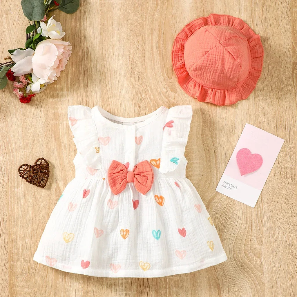 Baby Girl 2PCS Summer Cotton Dress +Hat Clothing Set childrensterritory