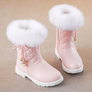 Girls Korean Style Thick Warm Faux Fur Zipper Boots childrensterritory