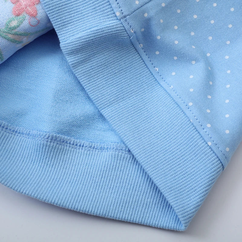 Rabbits Flowers Embroidered Little Girls Long Sleeve Sweatshirt childrensterritory