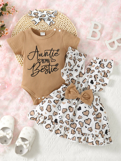 Girl Letter Embroidery Design Short Sleeve Jumpsuit childrensterritory