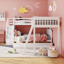 L-shaped Full Bunk Bed with Three Drawers and a Staircase childrensterritory