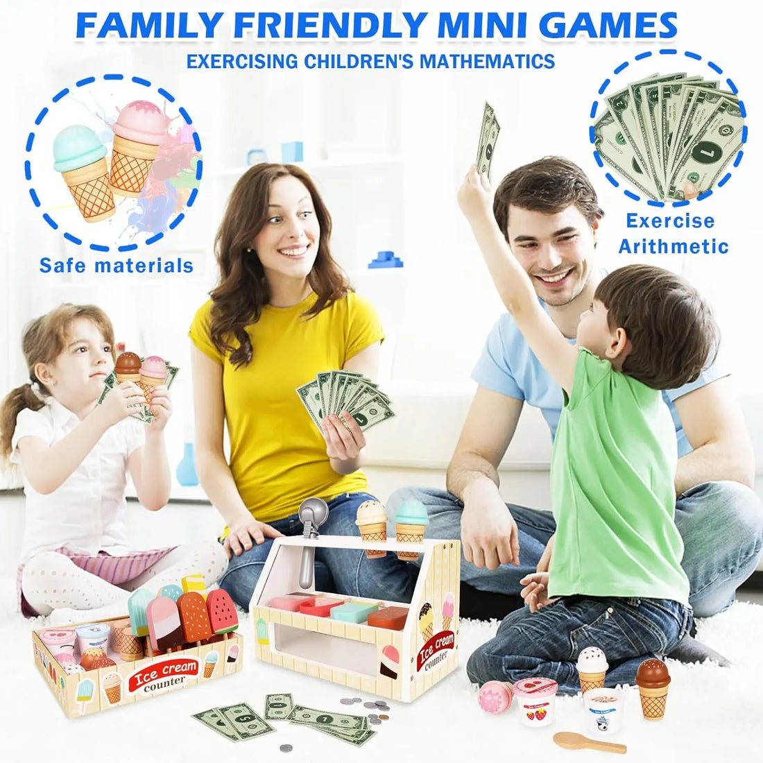 Kids Wooden Ice Cream Counter Playset childrensterritory
